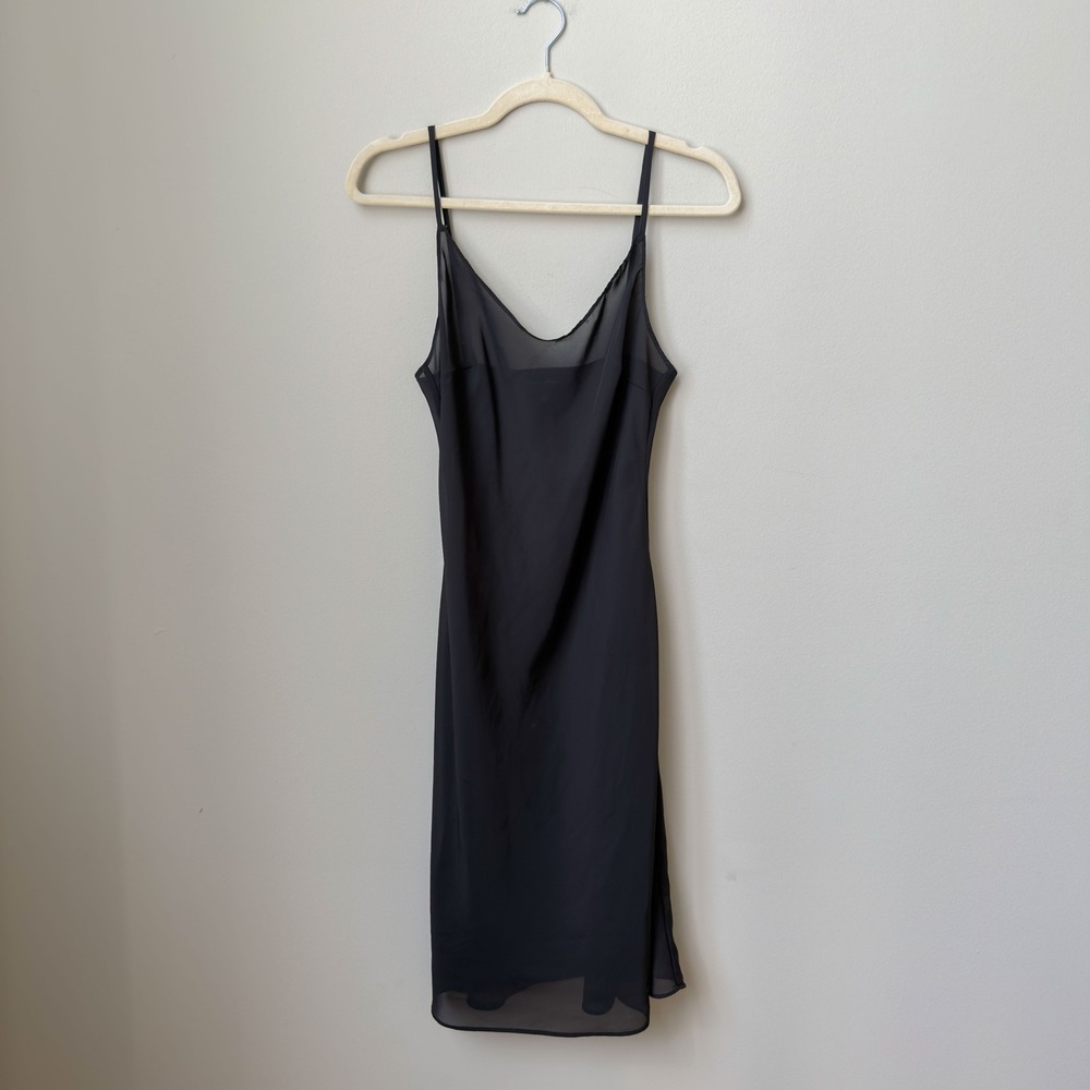 Y2K Romantic Banana Republic Black Chiffon Slip Dress Size 2
